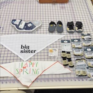 New 2 dog scarves spring big sister socks shoes collar lot
Medium small